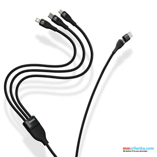 Baseus Flash Series Ⅱ Two-for-three Charging Cable U+C to M+L+C  100W 1.2m